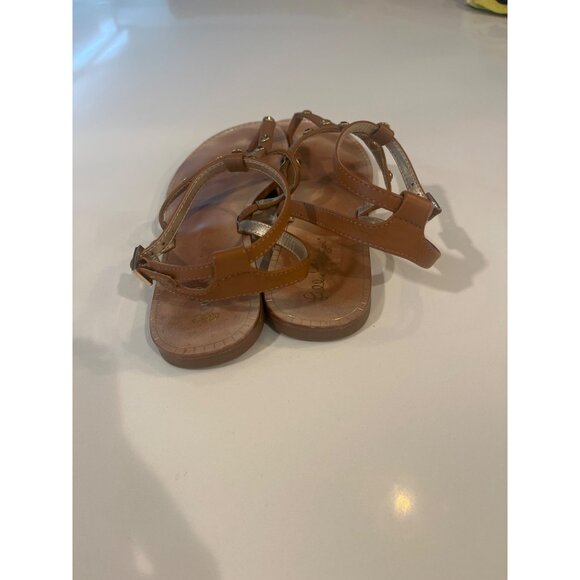 Lilly Pulitzer Tan Leather Sandals W/ Gold Stud Accents Size 7.5M - Picture 7 of 8